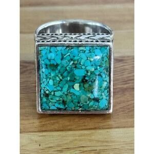 Retired Silpada Sterling Silver 925 Crushed Turquoise Statements Ring Size 7